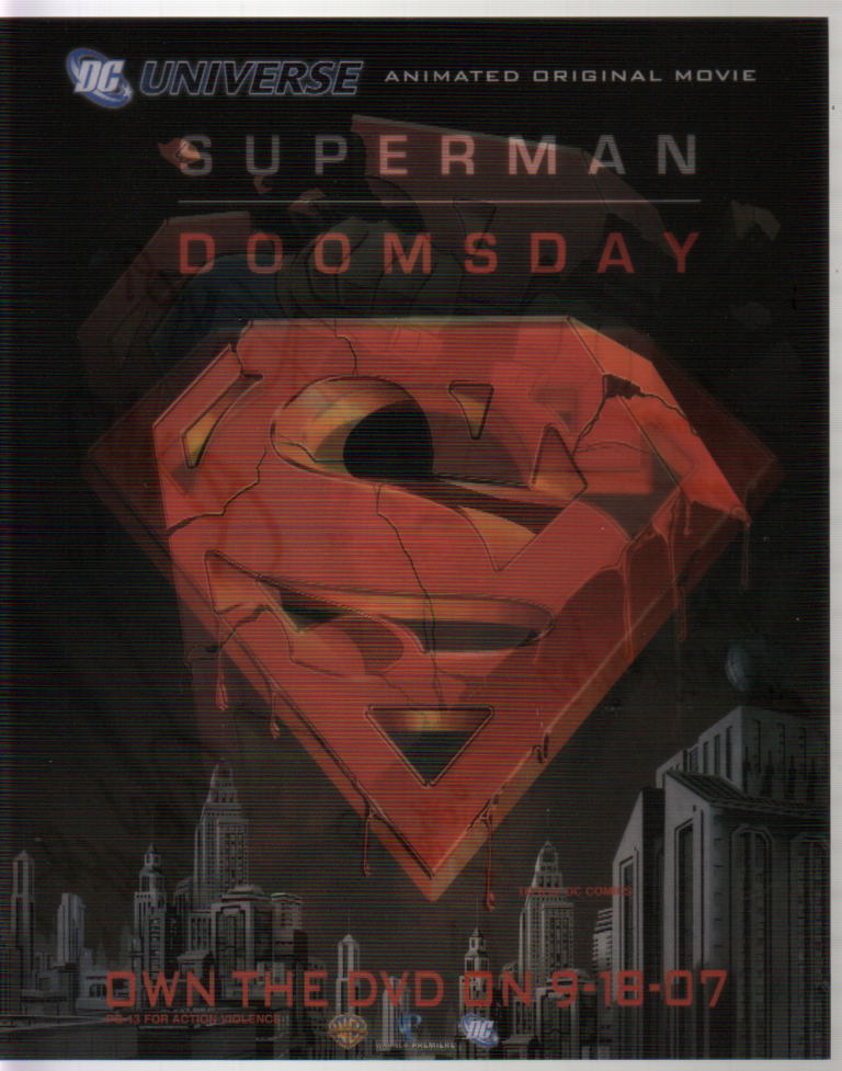 Animated Movie DVD PROMO FLICKER CARD SUPERMAN v DOOMSDAY SIGNED by 10 Artists