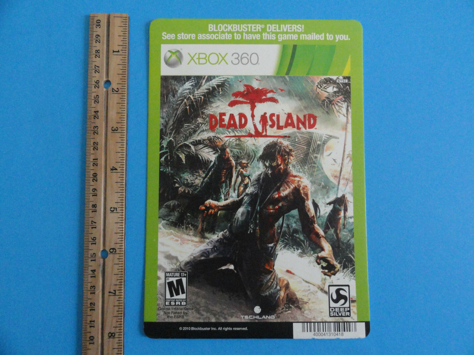 XBOX 360 DEAD ISLAND BLOCKBUSTER VIDEO BACKER CARD 5″X8″ NO GAME