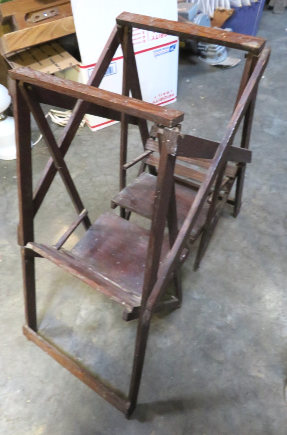 Vintage Oak Store Display Salesman Sample Double Glider Porch Swing (gar)