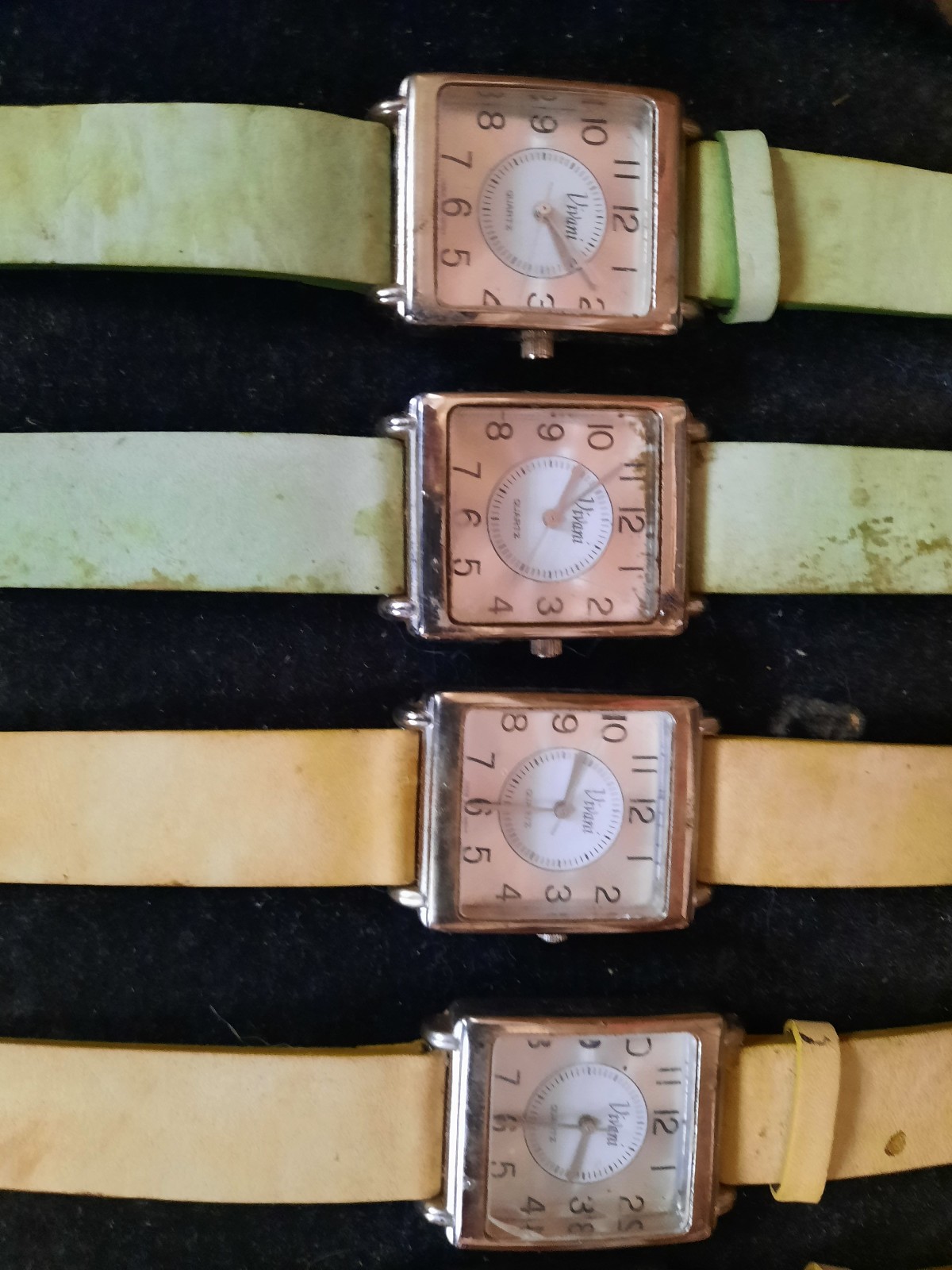 Vintage Full Card Store Display of Vivani Wristwatches. Japan Movement. 7 works