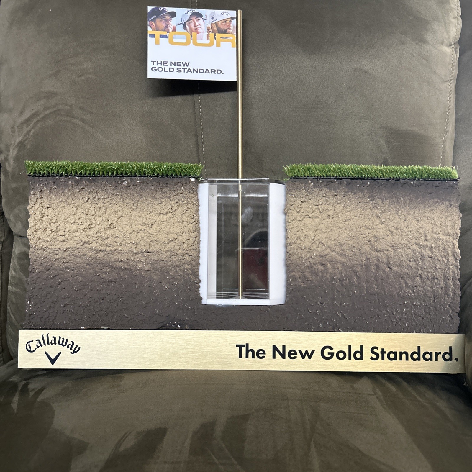 Callaway Golf Retail Display Brass Flag Turf Cup Counter Advertising