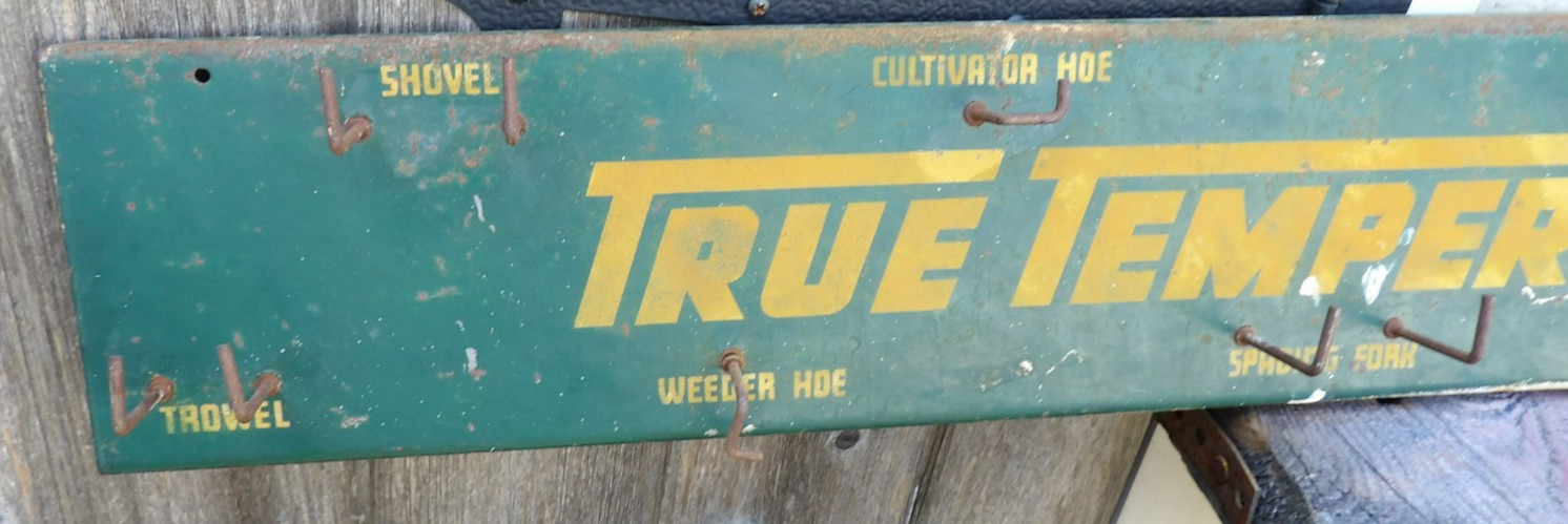 Vintage 1950s True Temper Garden Tools Pressed Steel Store Display Rack Sign