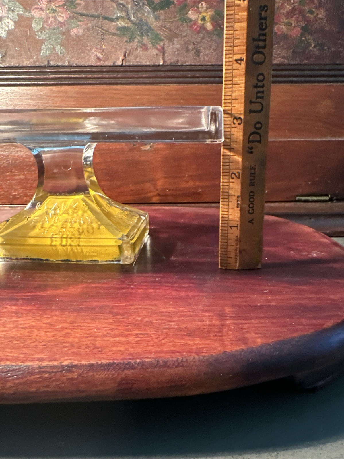 VTG Clark’s Teaberry Gum Glass Pedestal Display- Vaseline Glows w/ Black Light