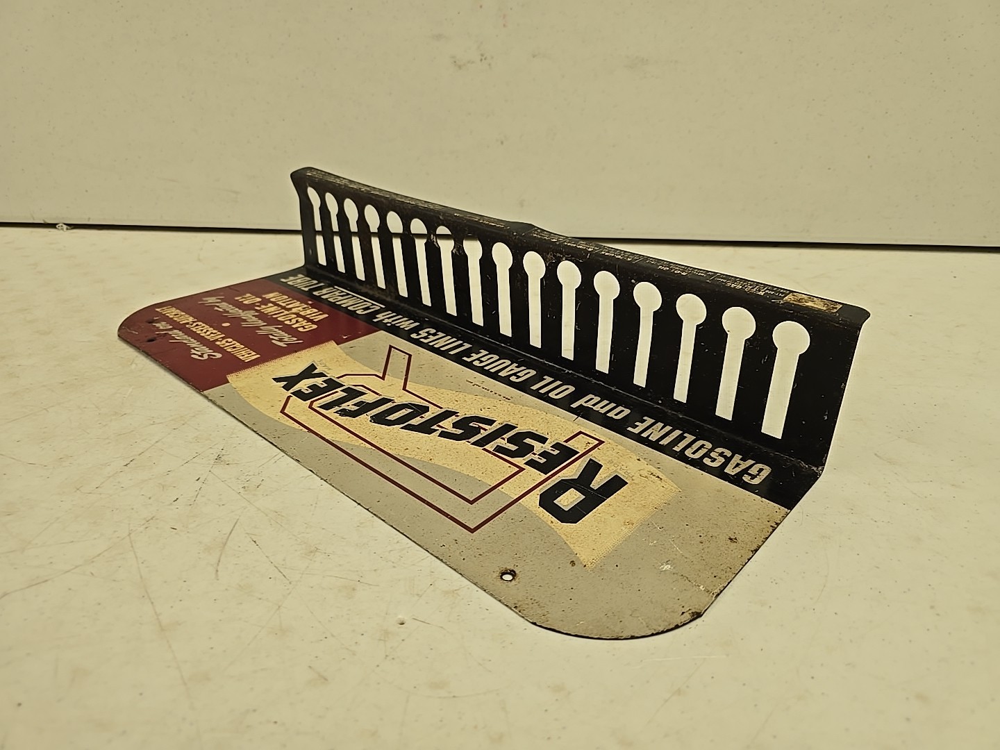 Vintage Resistoflex Gasoline Oil Lines Advertising Store Display Rack Sign