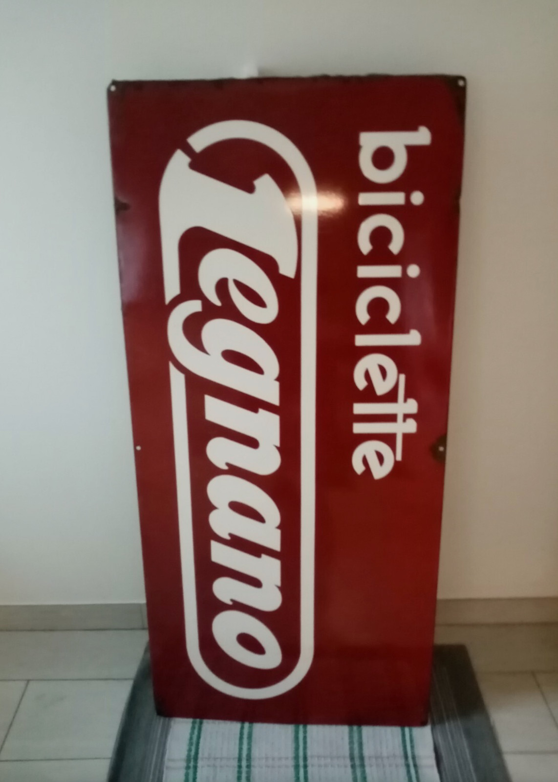 Enamel sign Bicycles Wood, old plate enamel VINTAGE