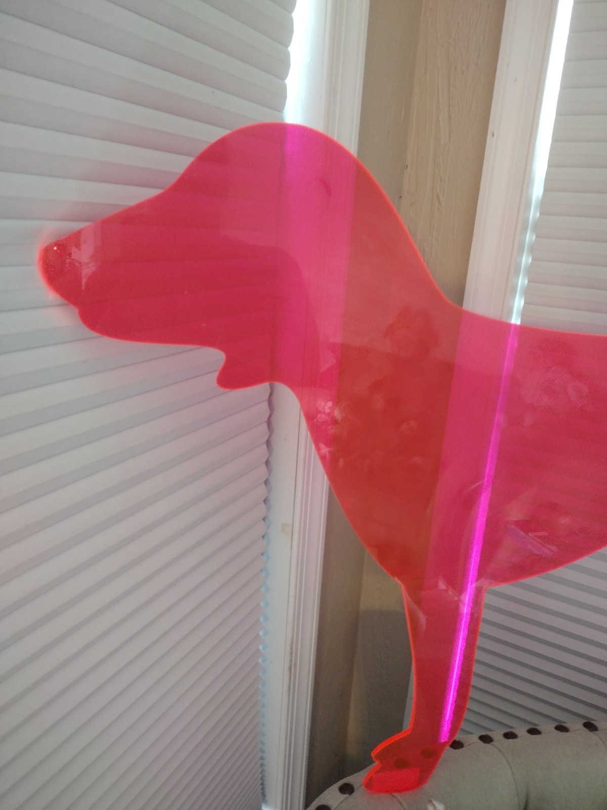 RARE VS PINK “PINK” ACRYLIC DOG WINDOW STORE DISPLAY LARGE 36″