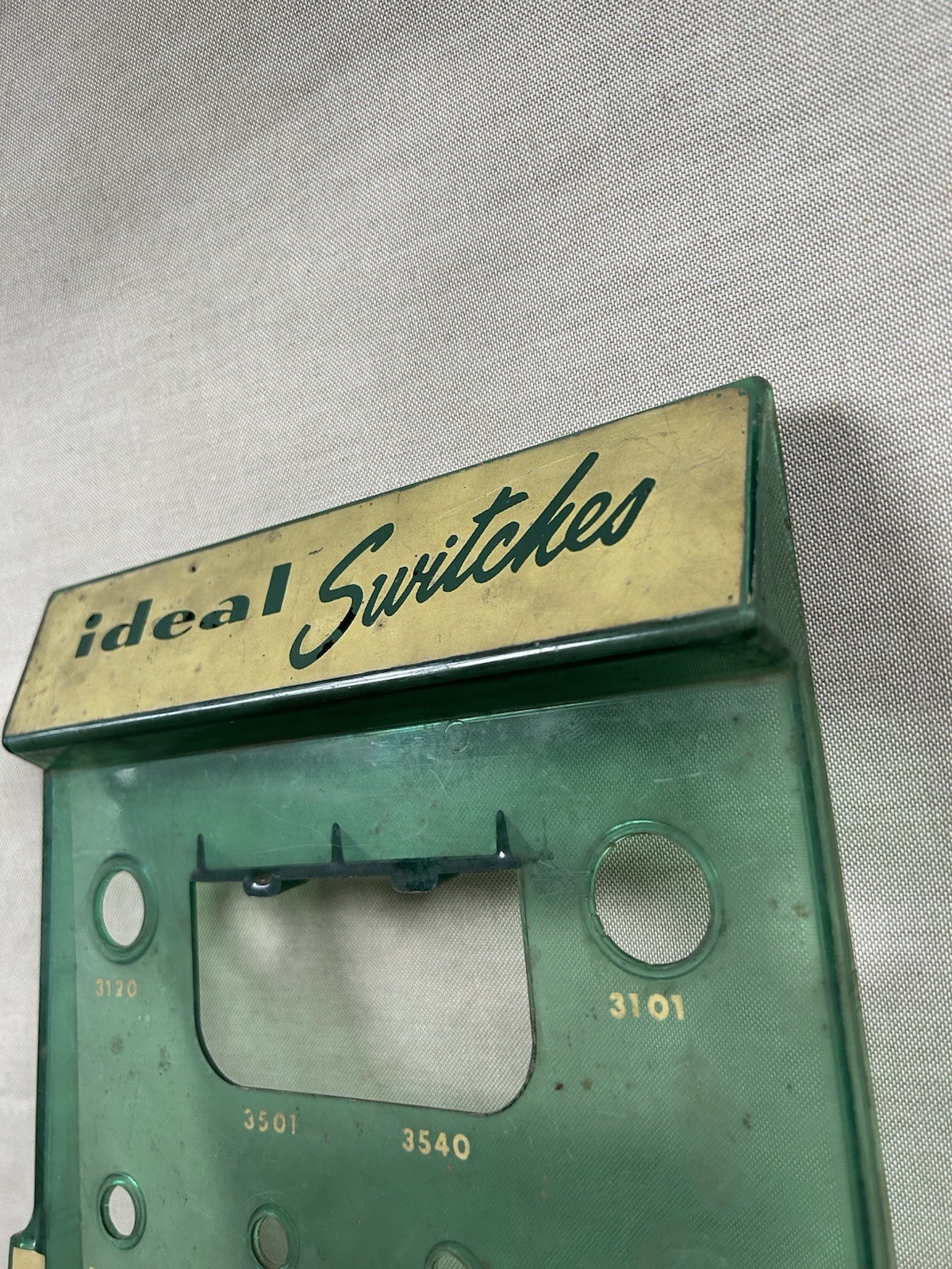 Mid Century IDEAL SWITCHES Store Counter Display Acrylic Hardware Sign Ad Vtg