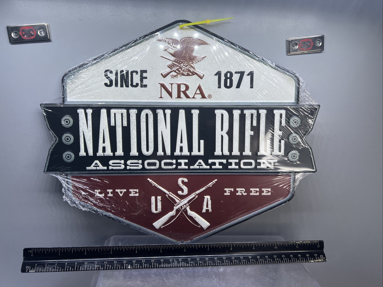 NRA LIVE FREE SINCE 1871 NATIONAL RIFLE EMBOSSED RAISED METAL SIGN Gun USA