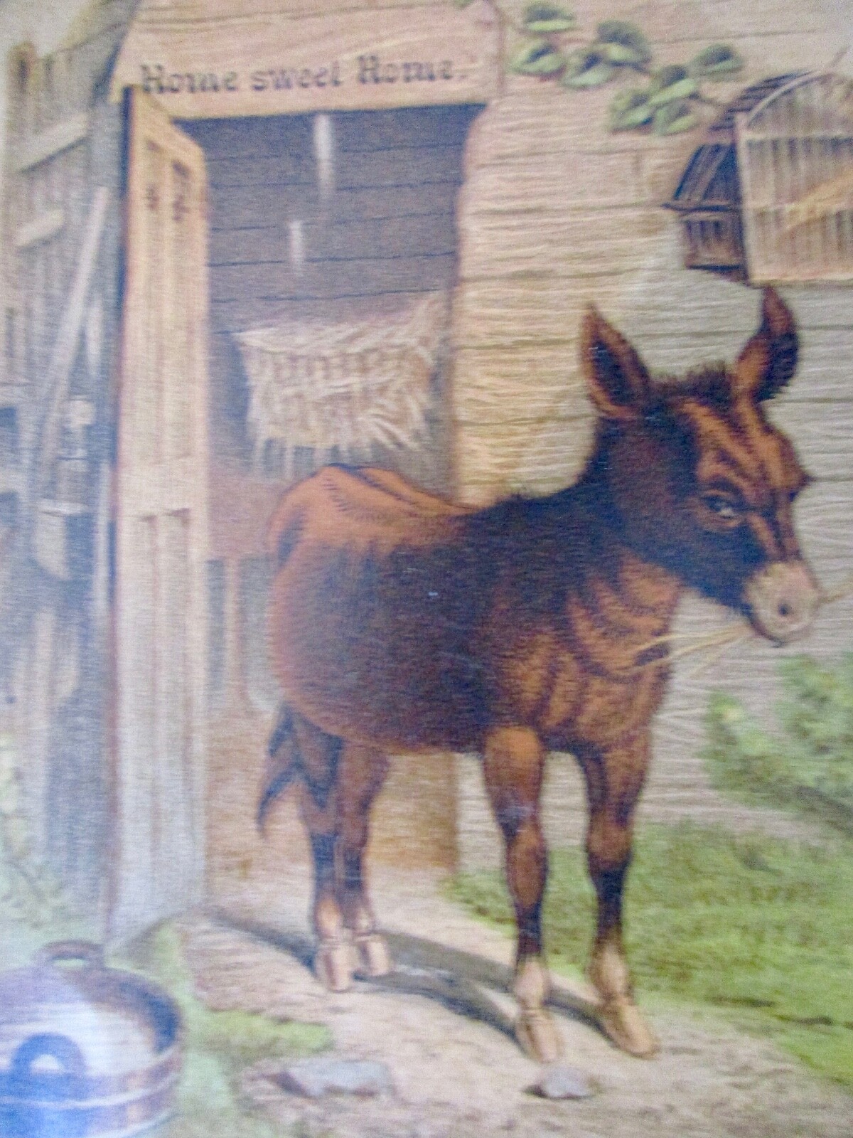 2 DONKEYS1800s Bufford’s Oil ChromoLithograph HOME SWEET HOME “NO ONE LOVES ME”