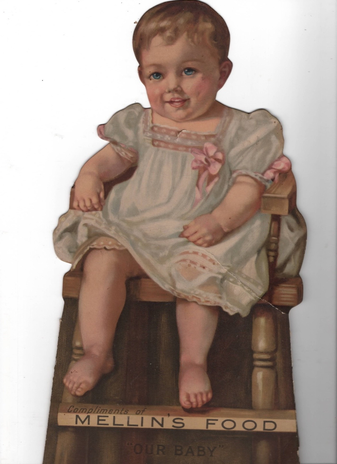 Original 1900 Counter Stand Up Advertising Sign for Mullins’s Food with Baby