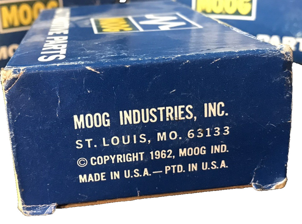 3 – VINTAGE 1962 MOOG STEERING PARTS DISPLAY BOXs *BOXES ONLY* USED