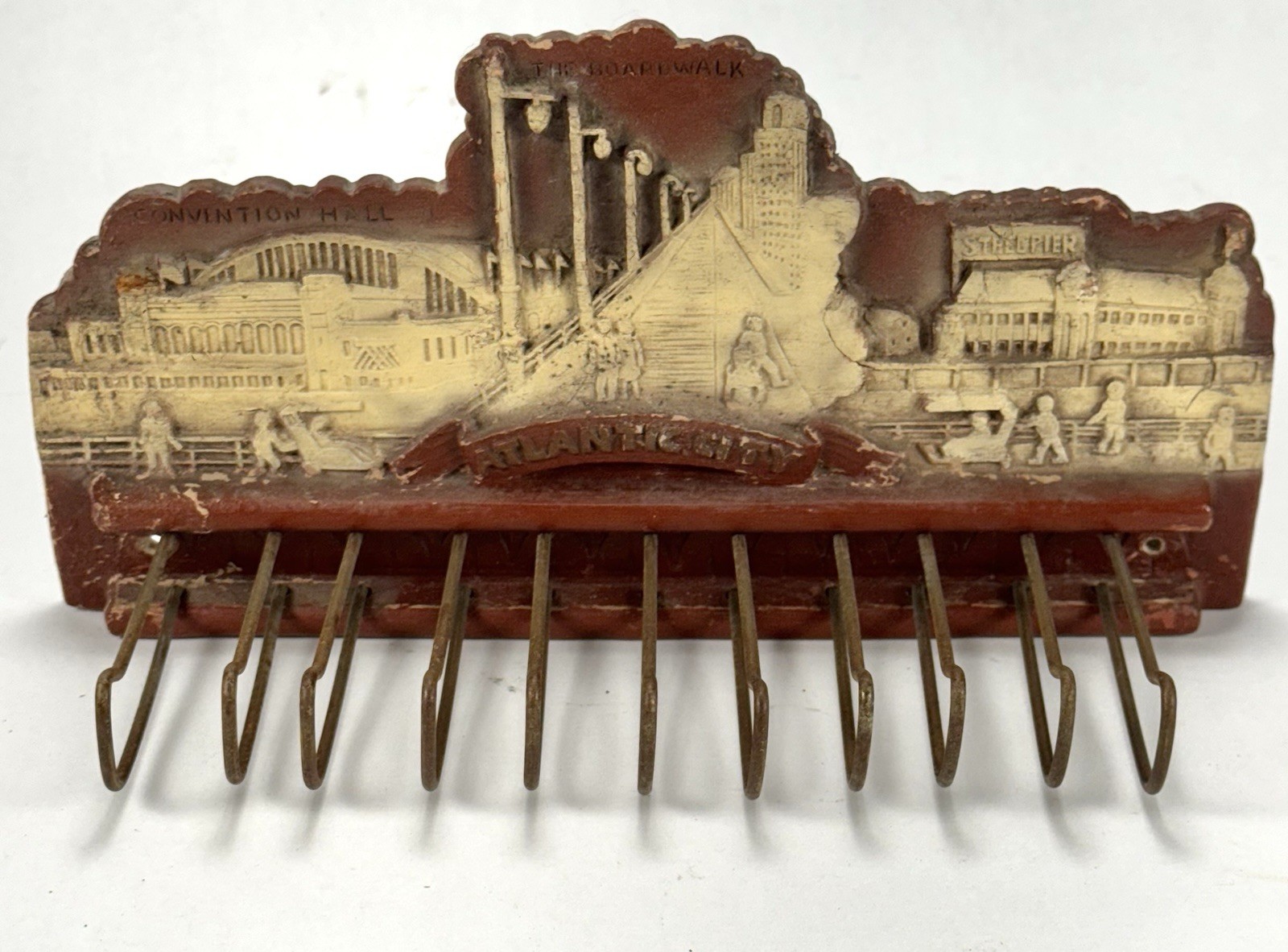 Vintage Tie Belt Rack Hanger Atlantic City New Jersey NJ Beach Decor Advertising