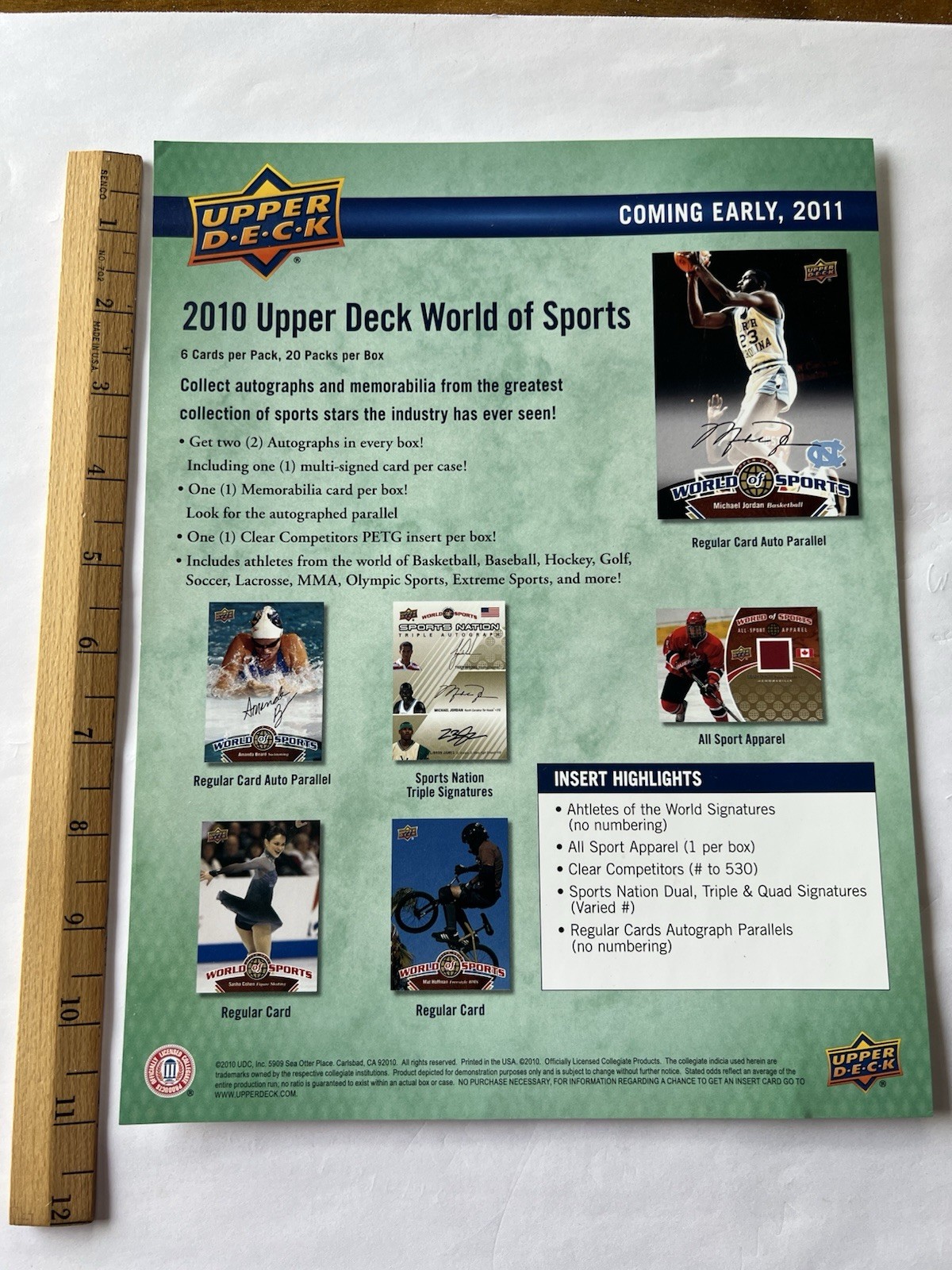 2010 UPPER DECK WORLD OF SPORTS MICHAEL JORDAN DEALER ADVERTISING SHEET