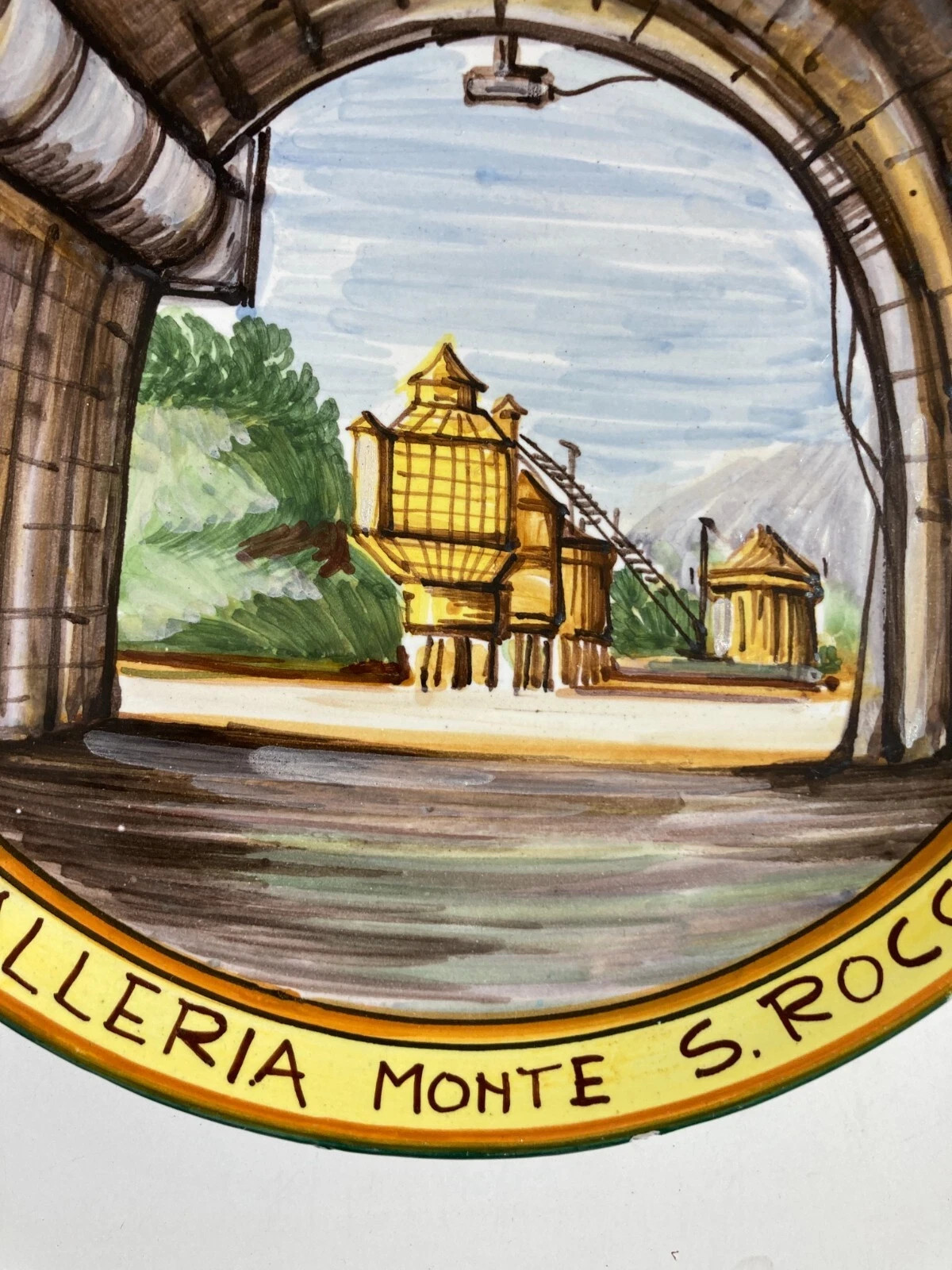 COLLECTIBLE CERAMIC_ADVERTISING PLATE_COGEFAR_GALLERIA MONTE S. ROCCO_’900