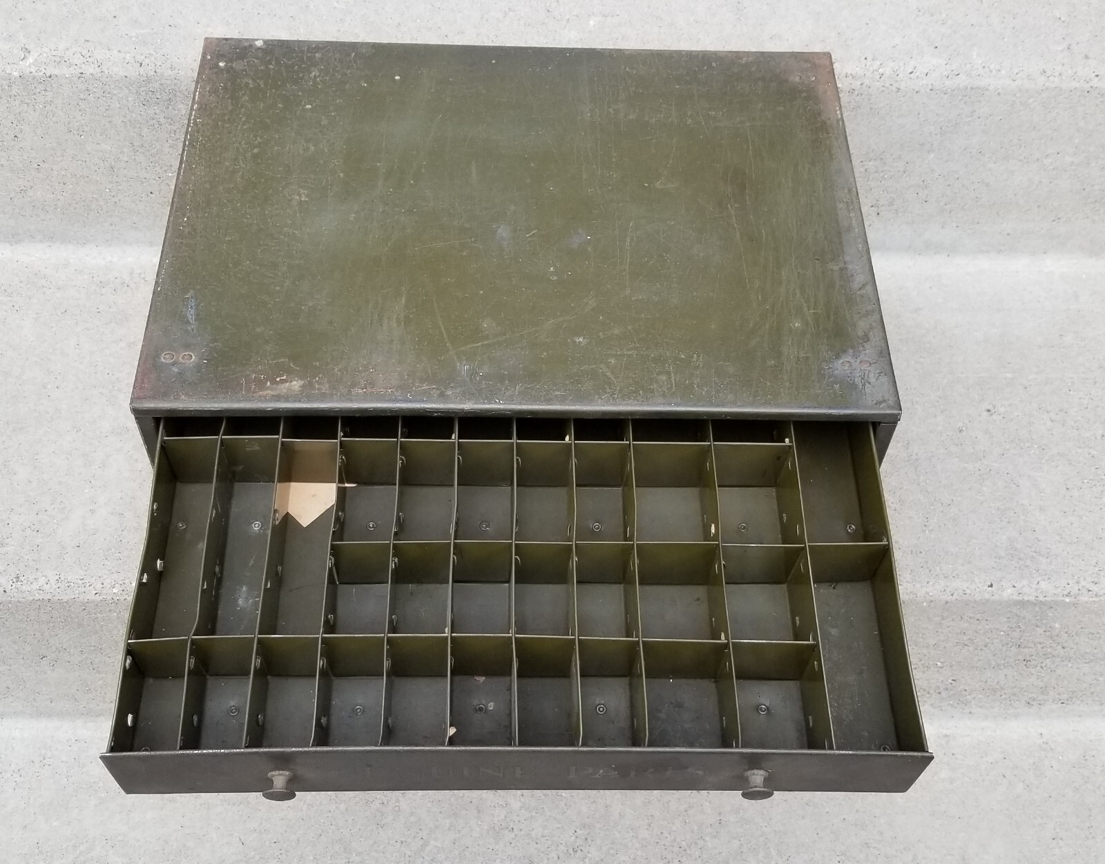 Vintage Carter Carburetor Genuine Parts Bin Cabinet Automobile Front & Back ADV!