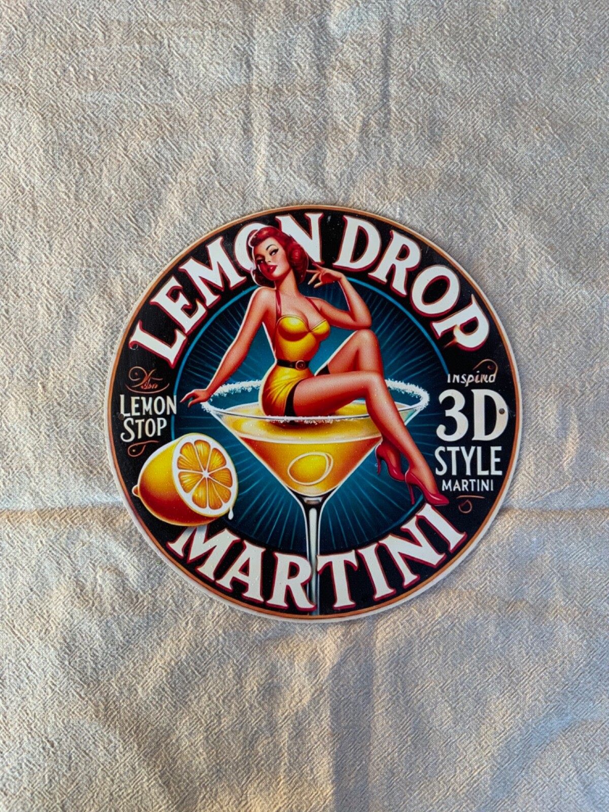 Martini Lemon Drop sign round, 20×20 cm