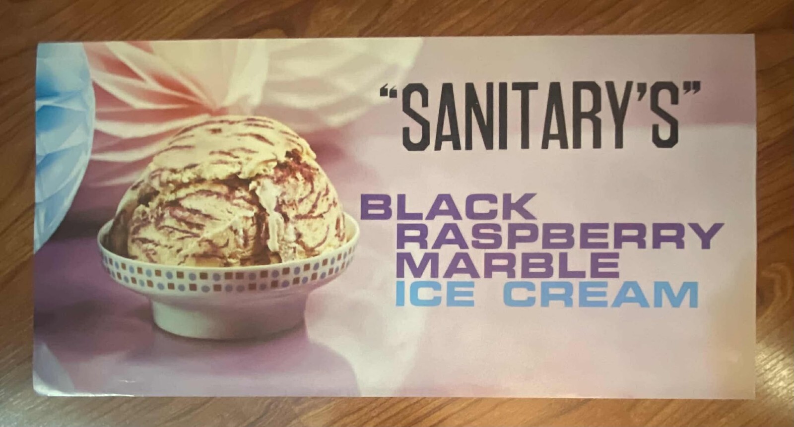 Vintage Unused MCM ’60s Sanitary’s Black Raspberry Ice Cream Advertising Poster