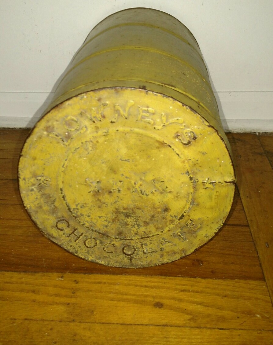 13″ Antique advertising Lowney’s chocolate tin metal store display canister