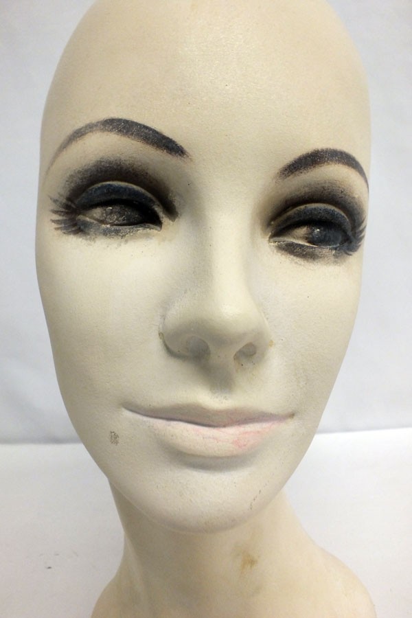 Vintage 1970s Hat Wig Stand Head Store DIsplay Long Neck Ceramic Mannequin