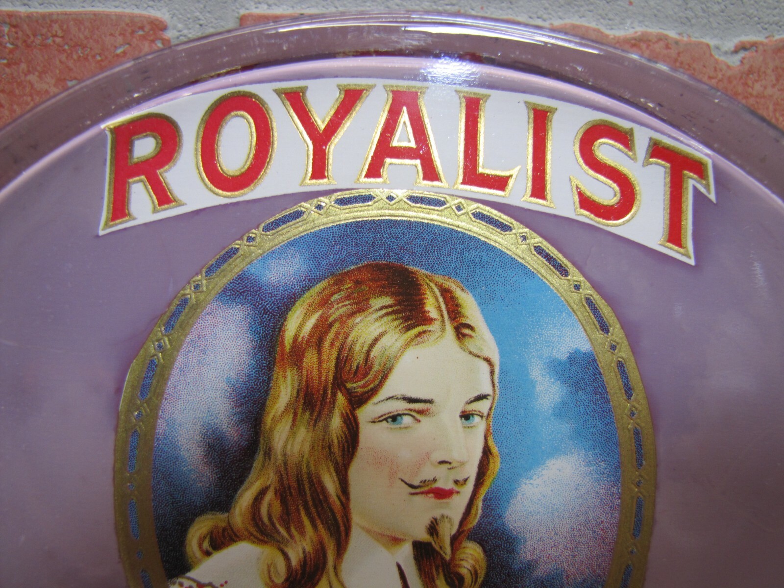 ROYALIST Antique CIGAR Advertising Glass Change Receiver Tray BRUNHOFF MFG OHIO