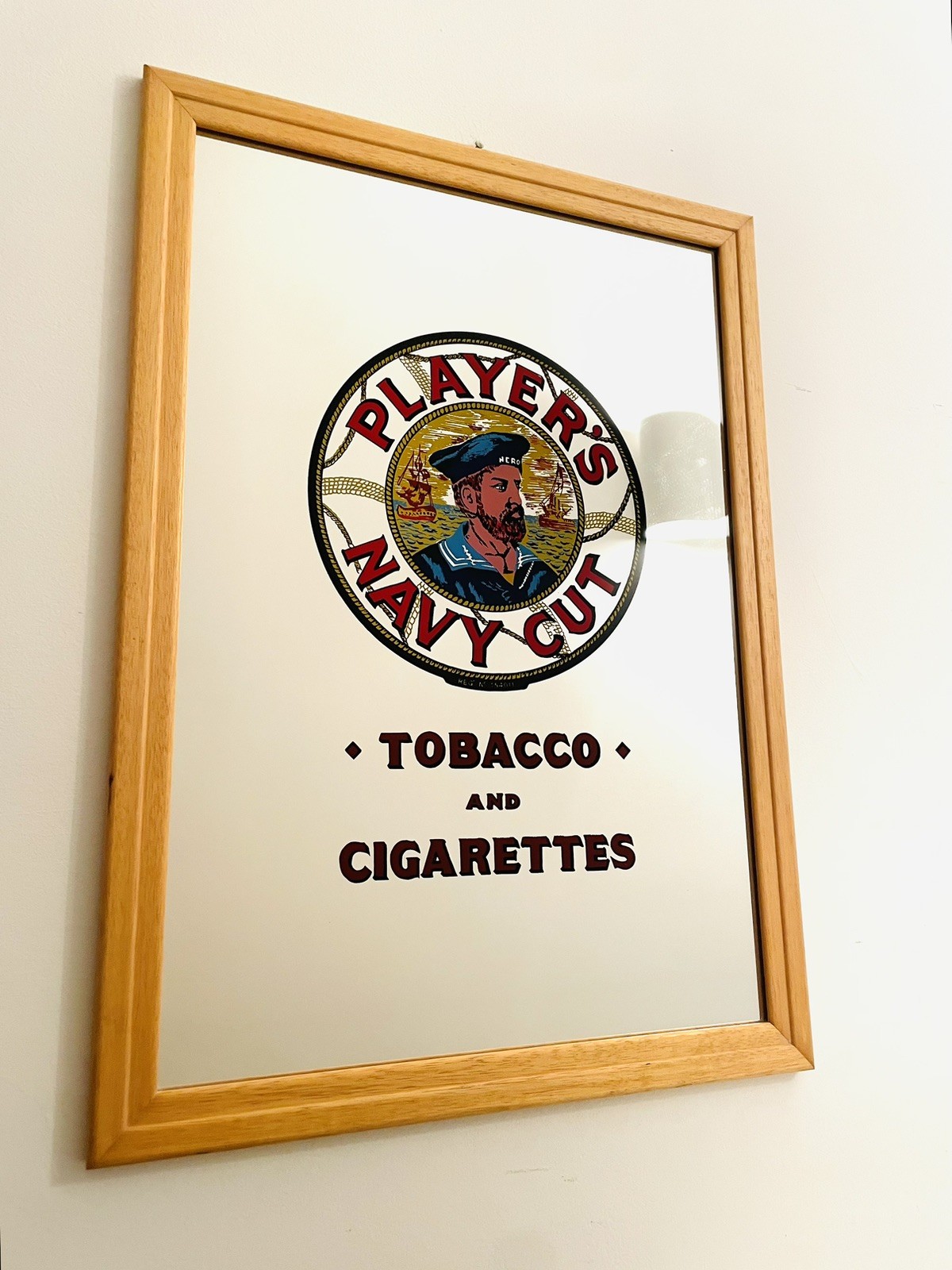 ✅ Navy Cut Players Old Advertising Mirror Vintage 70s 80s