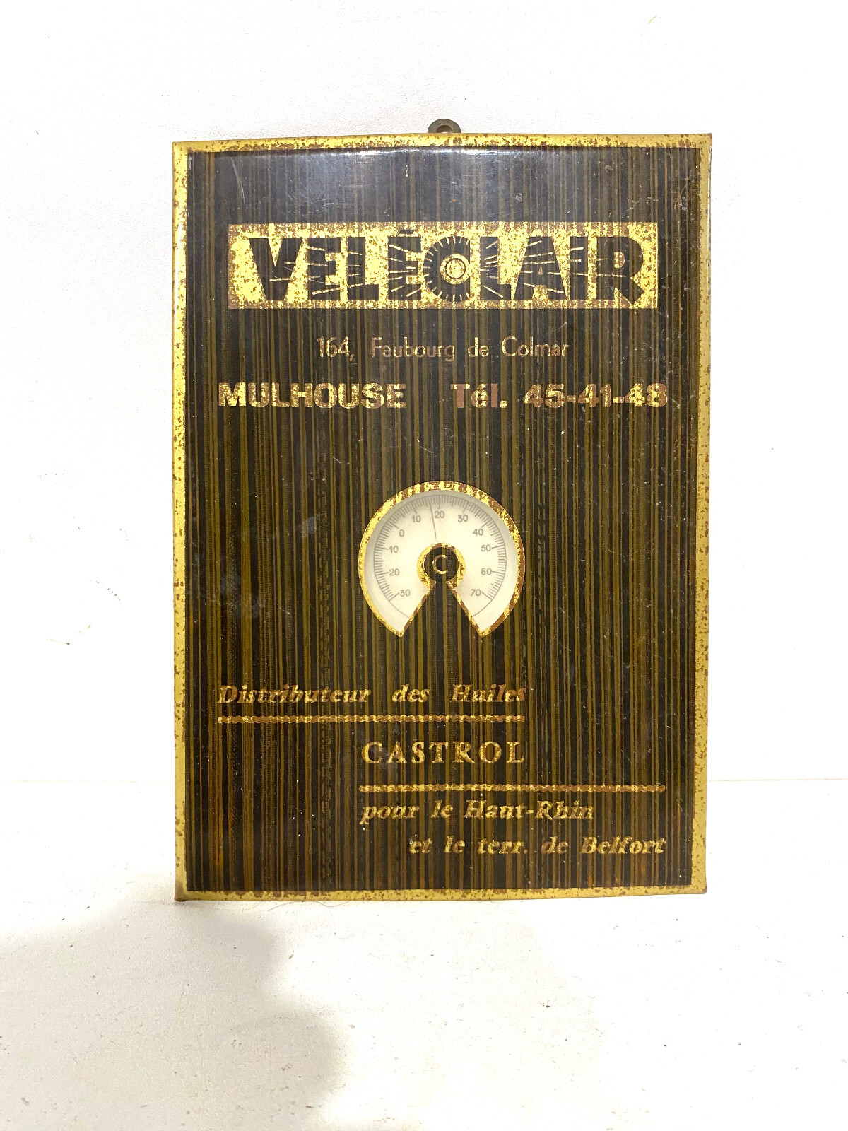 Antique Castrol VELECLAIR MULHOUSE Oil Dispenser Thermometer Plate