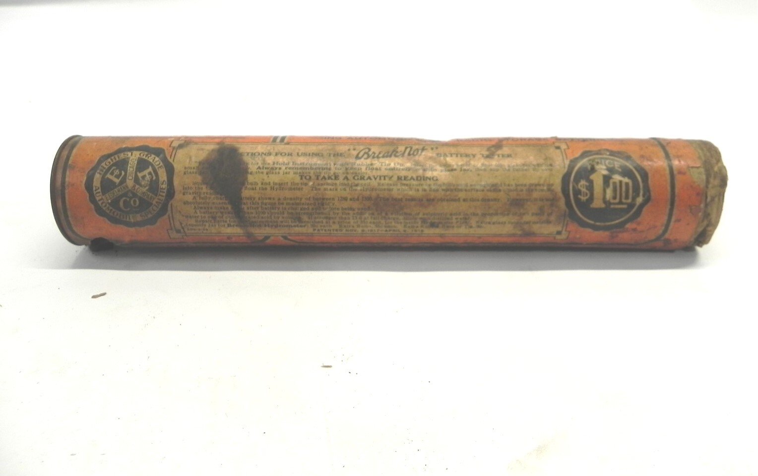 ANTIQUE 1917 “BREAK-NOT” BATTERY TESTER DISPLAY BOX W/CONTENT *FOR DISPLAY* USED