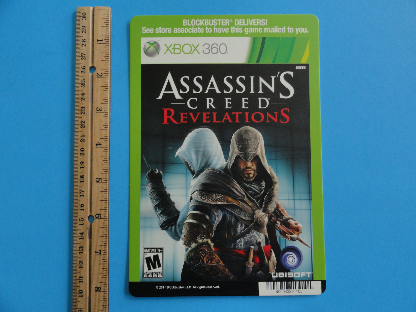 XBOX 360 ASSASSIN’S CREED REVELATION BLOCKBUSTER VIDEO BACKER CARD 5″X8″ NO GAME
