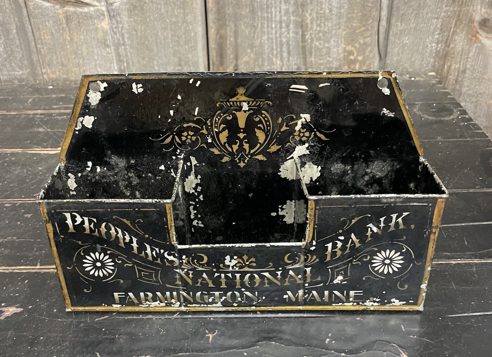 Antique 1880s Peoples National Bank Farmington Maine Advertising Display Sign