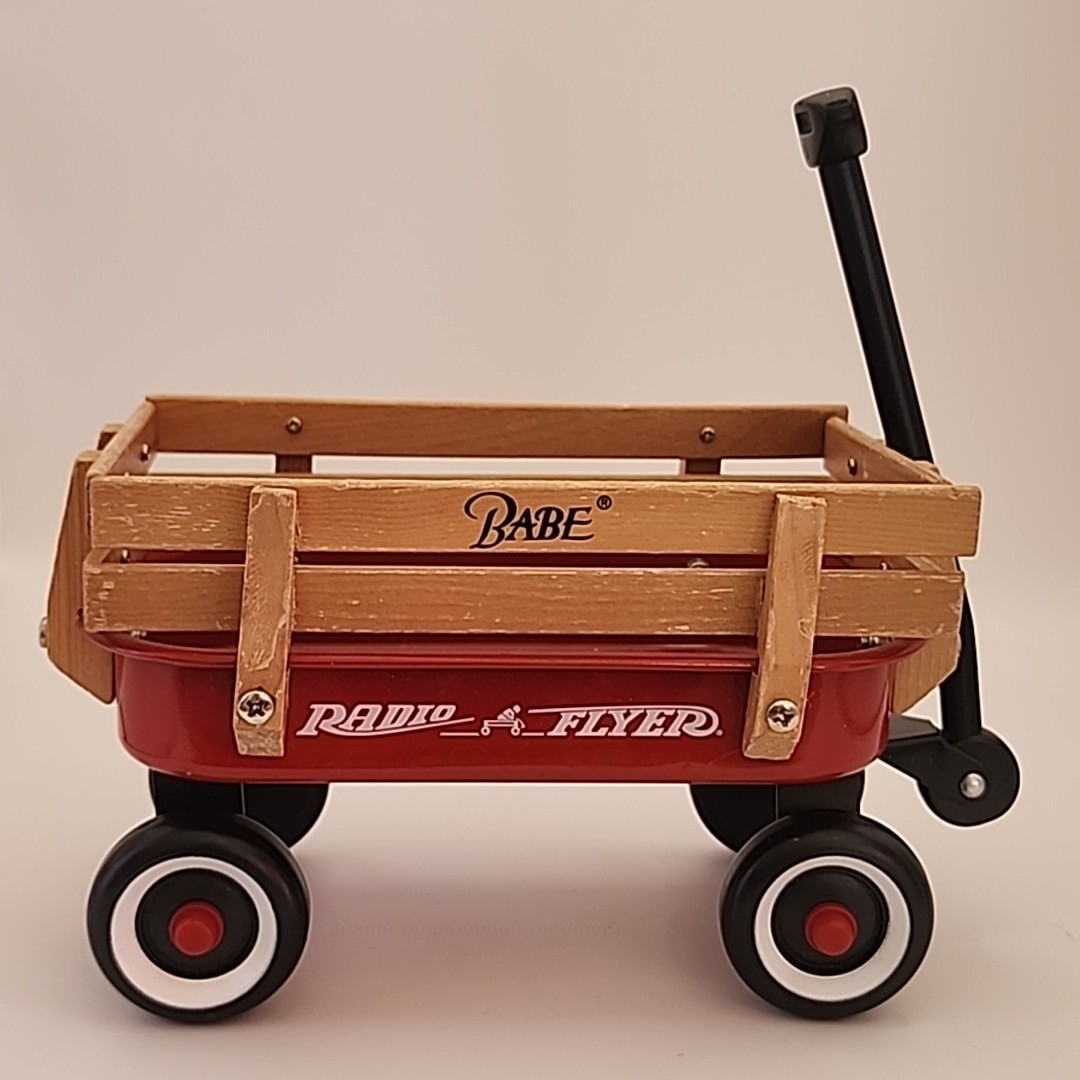 Vtg. Mini Display Red Radio Flyer Babe Wagon Working Wheels & Handle 6″ x 3.5″
