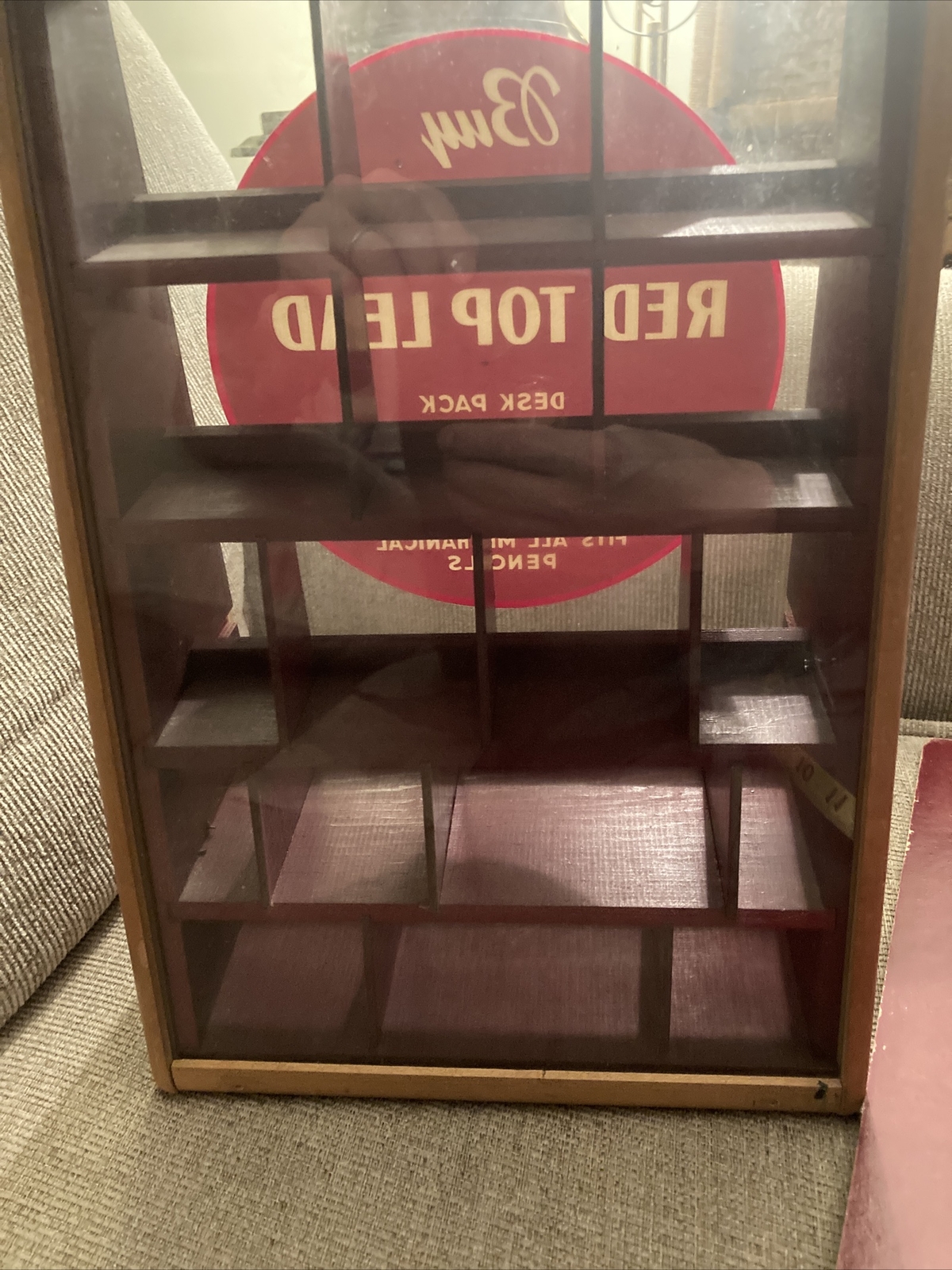 Vintage Eversharp Red Top Lead Pencil Tabletop Store Glass Wood Display Case