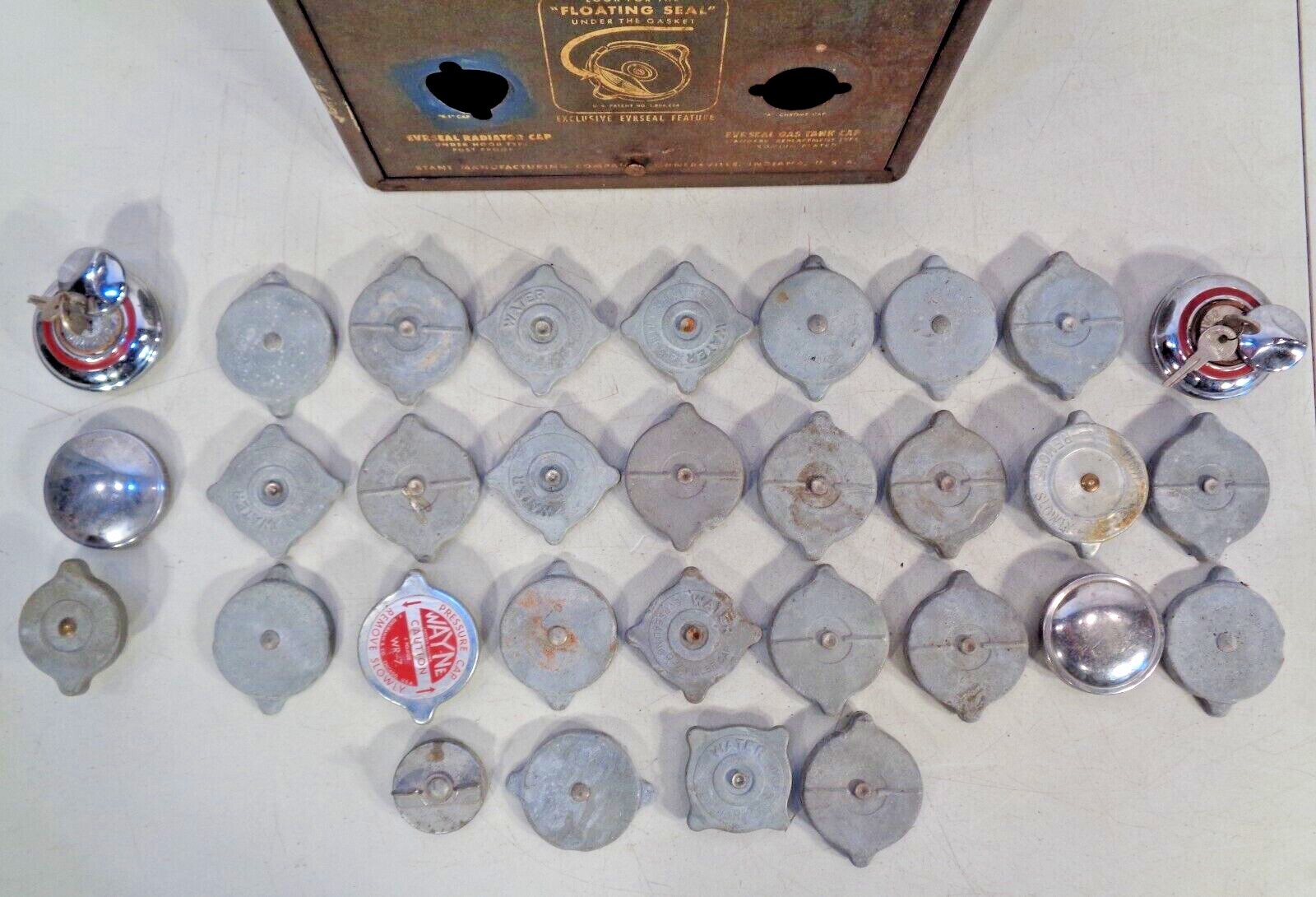 1949 STANT EVRSEAL Radiator Gas Cap Counter Wall Display Cabinet Gas/Oil Sign