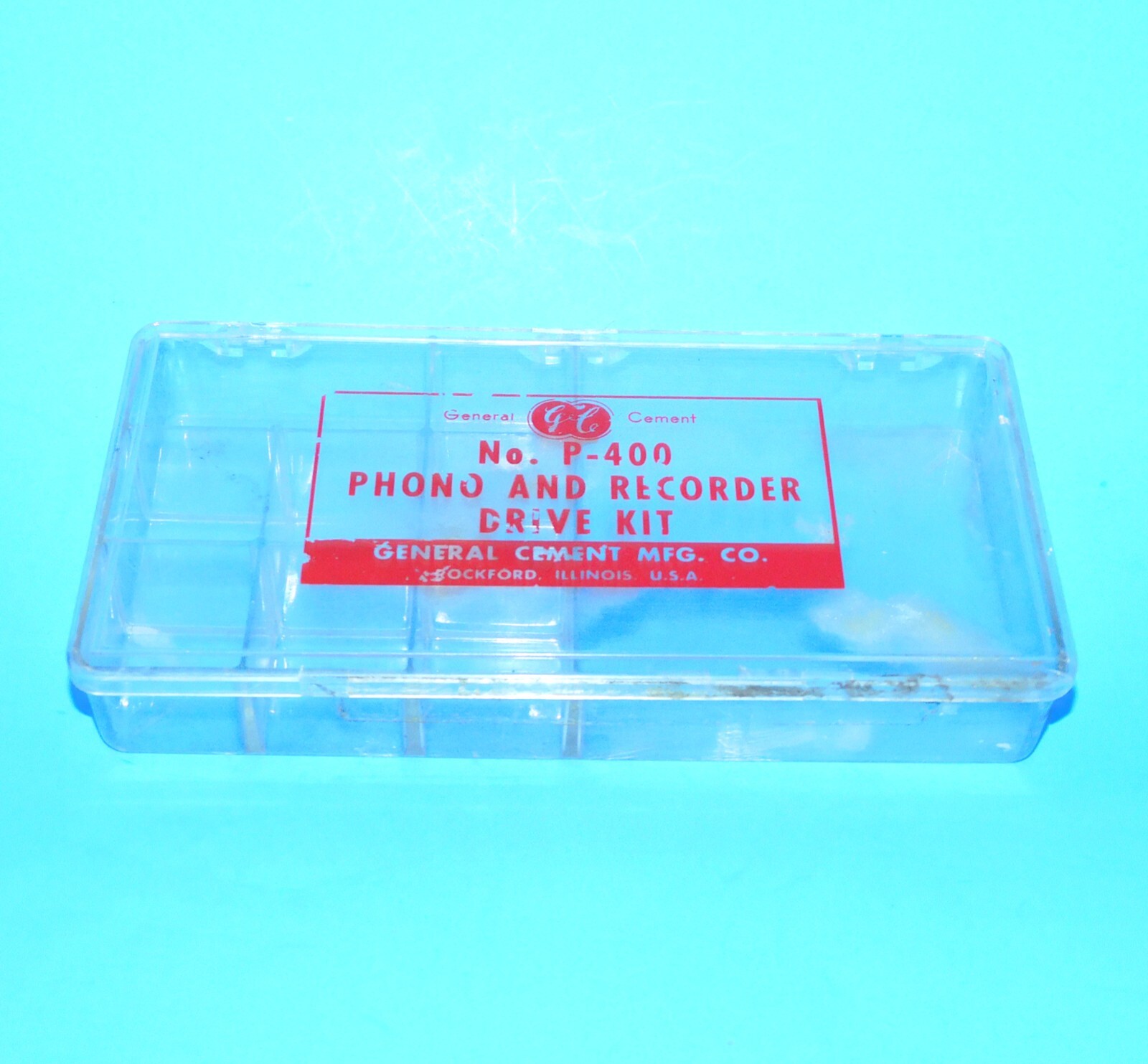 NO. P-400 PHONO AND RECORDER DRIVE KIT GENERAL CEMENT CLEAR PLASTIC BOX