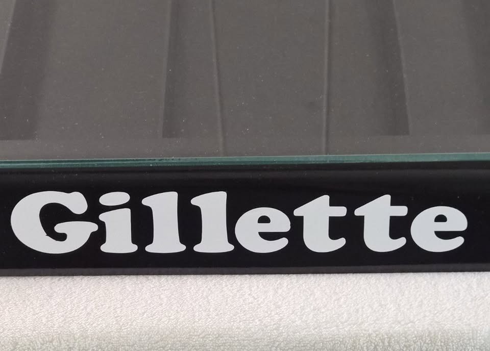 Vintage Gillette Countertop Display Case Barber Shop Advertising Wood Glass
