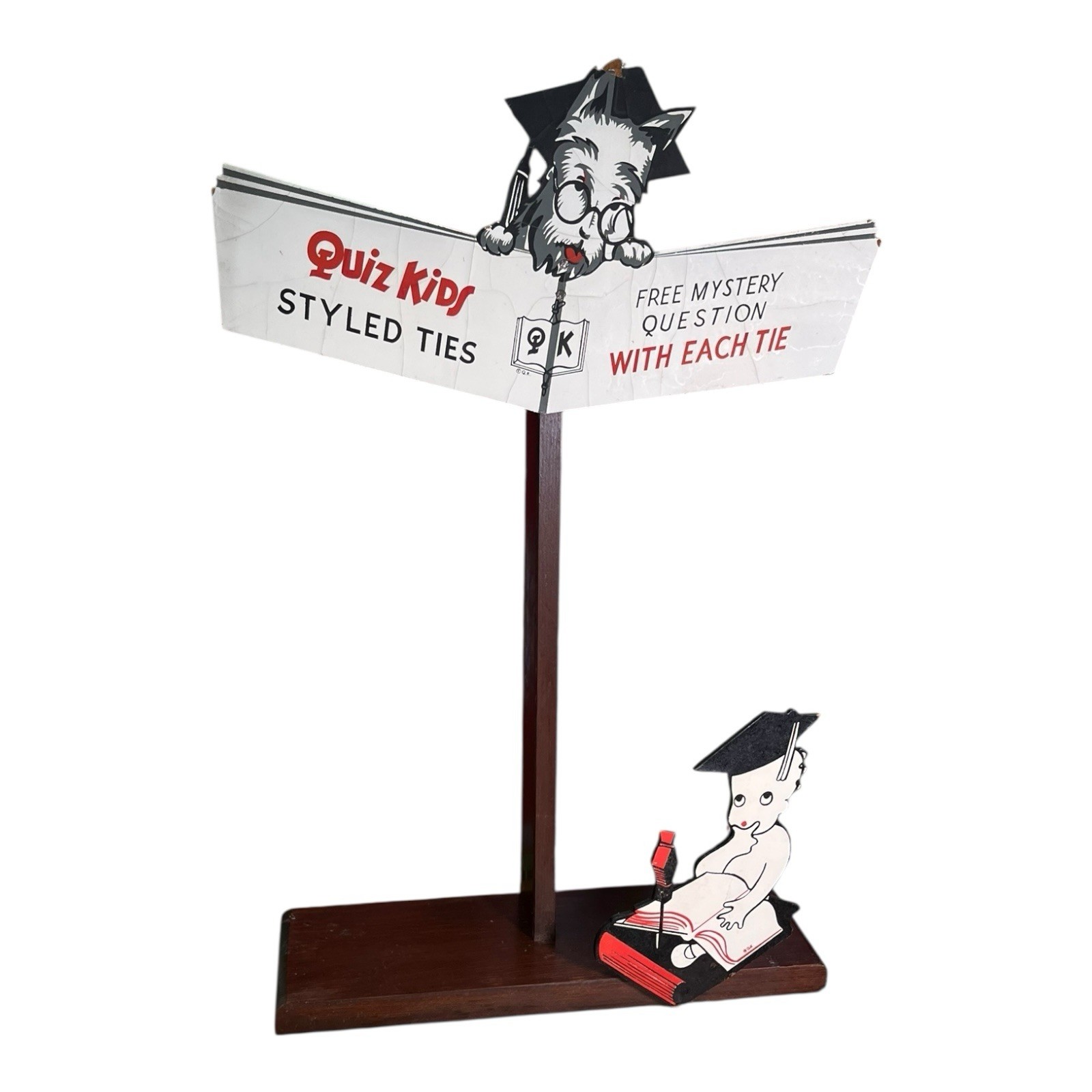 Vintage 1940s Store Display New Old Stock “Quiz Kids” Radio Q&A Show Tie Display