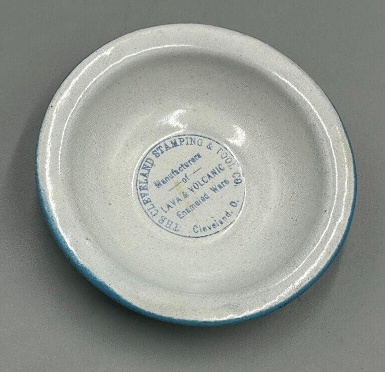 Antique SALESMAN SAMPLE Lava Volcanic ENAMEL WARE Graniteware Advertising Bowl