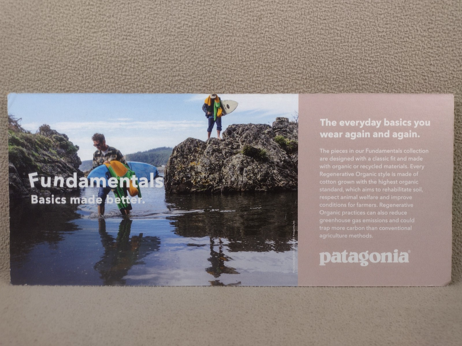 Patagonia Display Ad Counter top Cardboard Fundamentals Photo 16″ x 7″