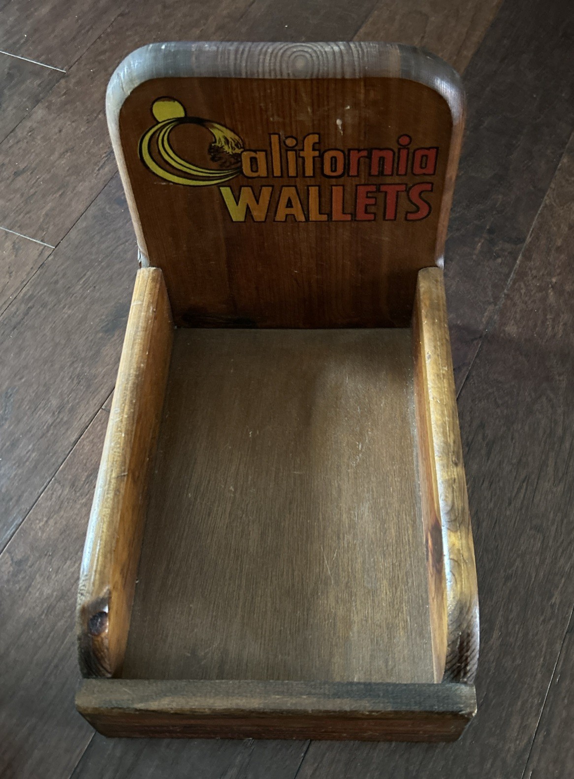 California Wallets Wooden Countertop Display Box Sunset Crashing Wave
