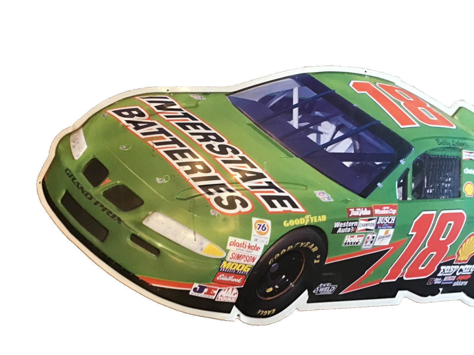 Large NASCAR Interstate Batteries #18 Metal Sign Racing Wall Decor 45” Joe Gib