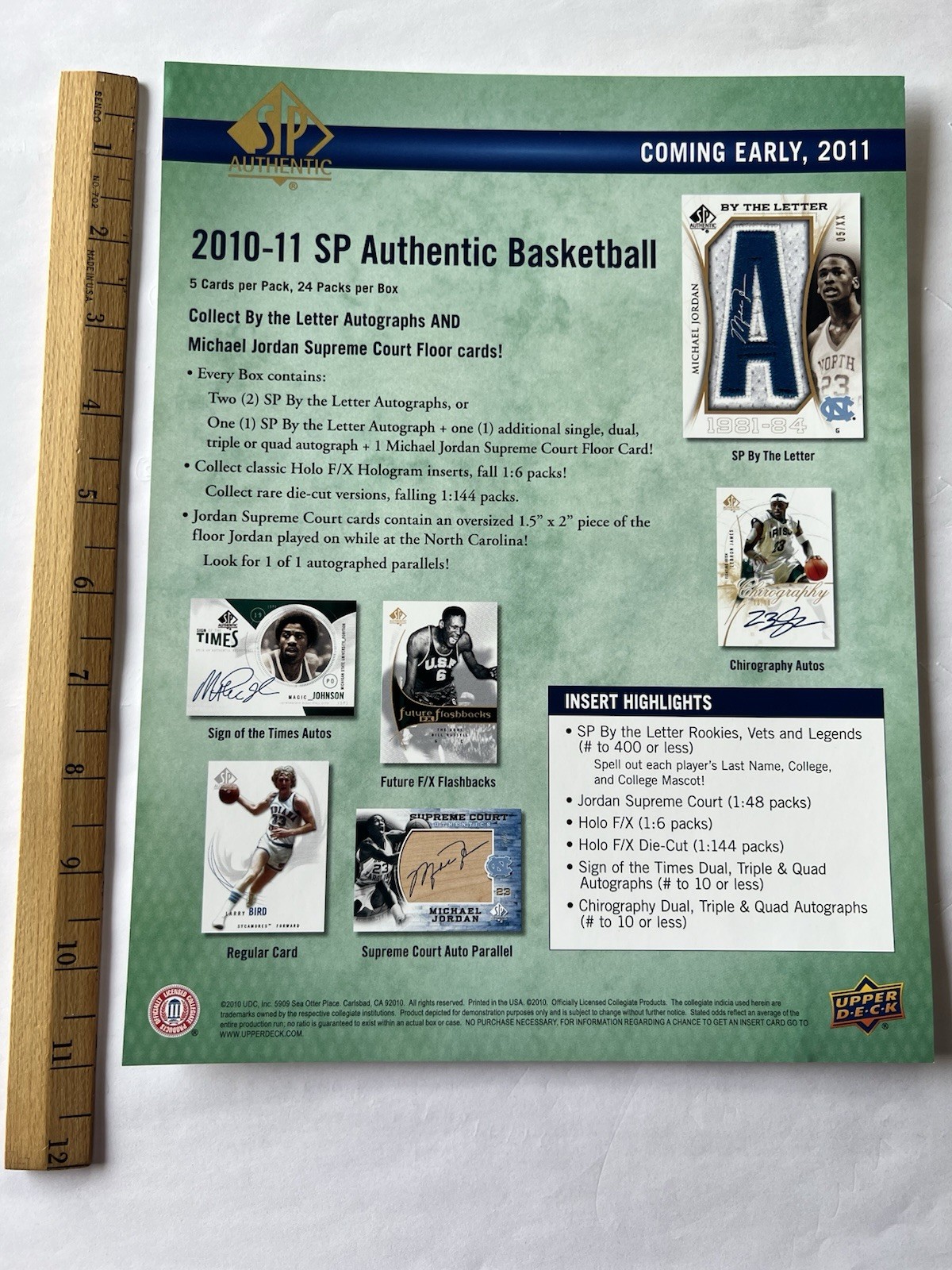 2010-11 UPPER DECK SP AUTHENTIC MICHAEL JORDAN DEALER ADVERTISING SHEET