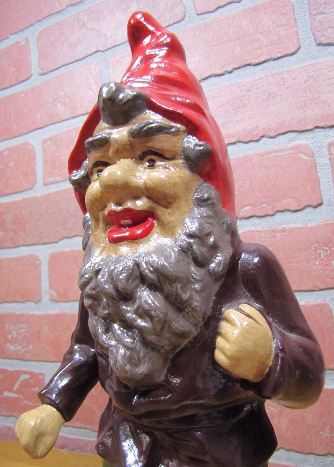 DICK BROS READING PA GNOME Original 1930s Cast Iron Doorstop Fabulous Art Statue