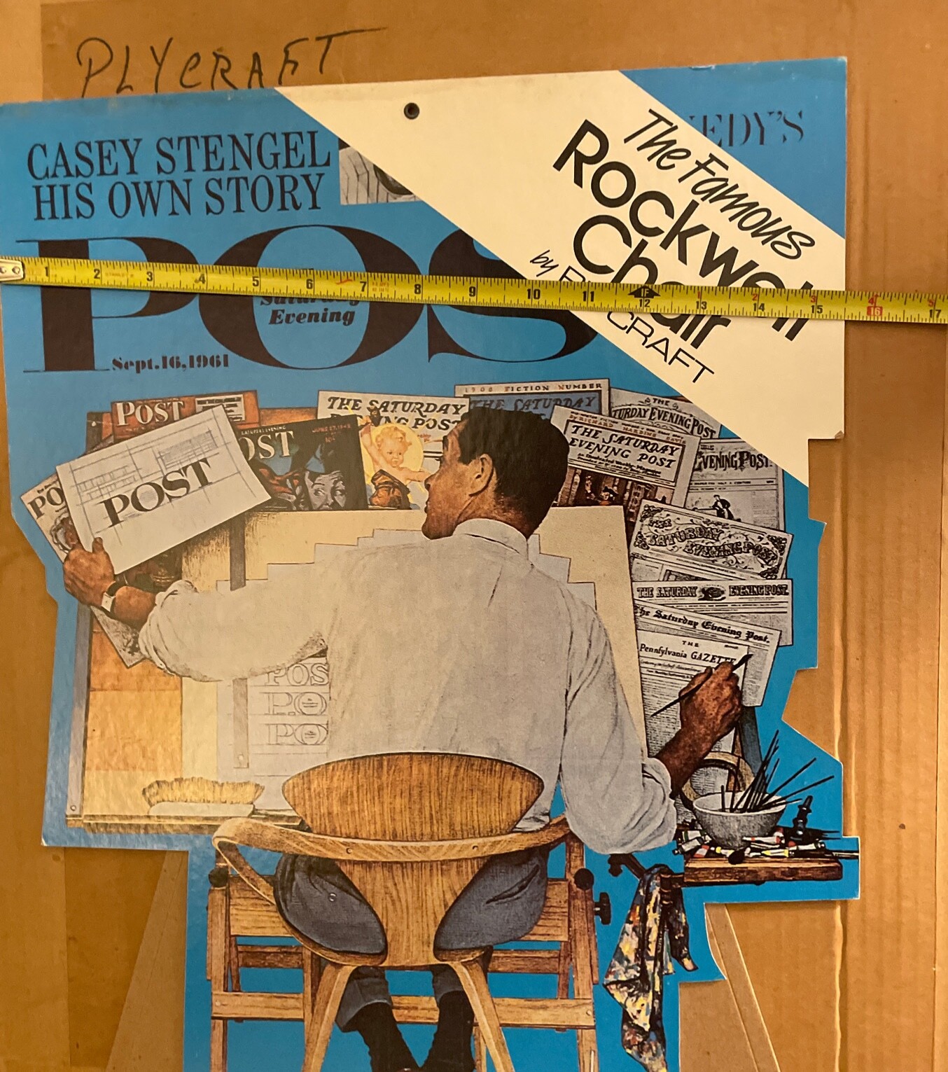 Original Plycraft Chair Store Cardboard Display, Norman Rockwell, New Old Stock