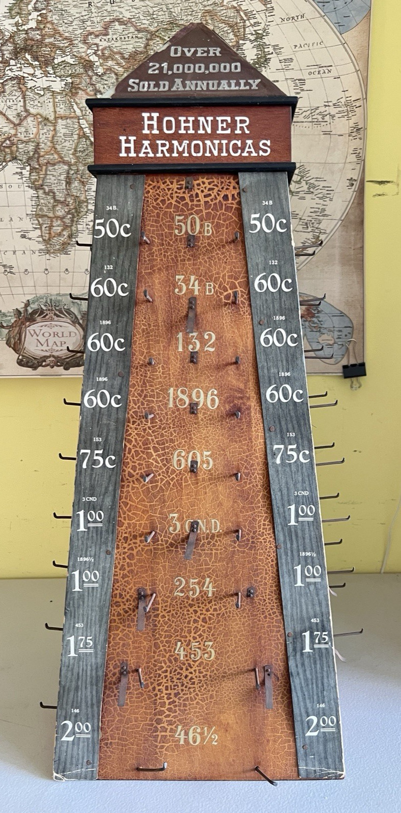 Antique Hohner Harmonica Revolving Retail Counter Top Store Display