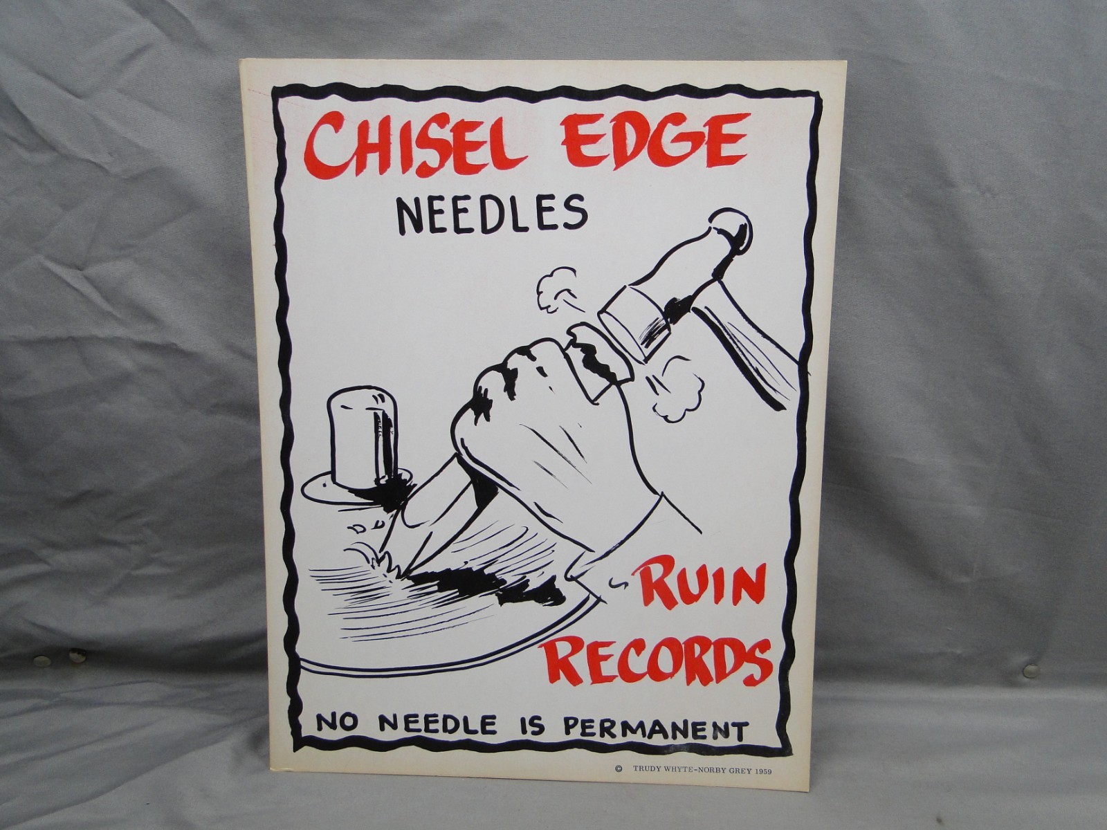 Phonograph Record Needle Cartoon Signs Complete Set 1959 Trudy Whyte-Norby Grey