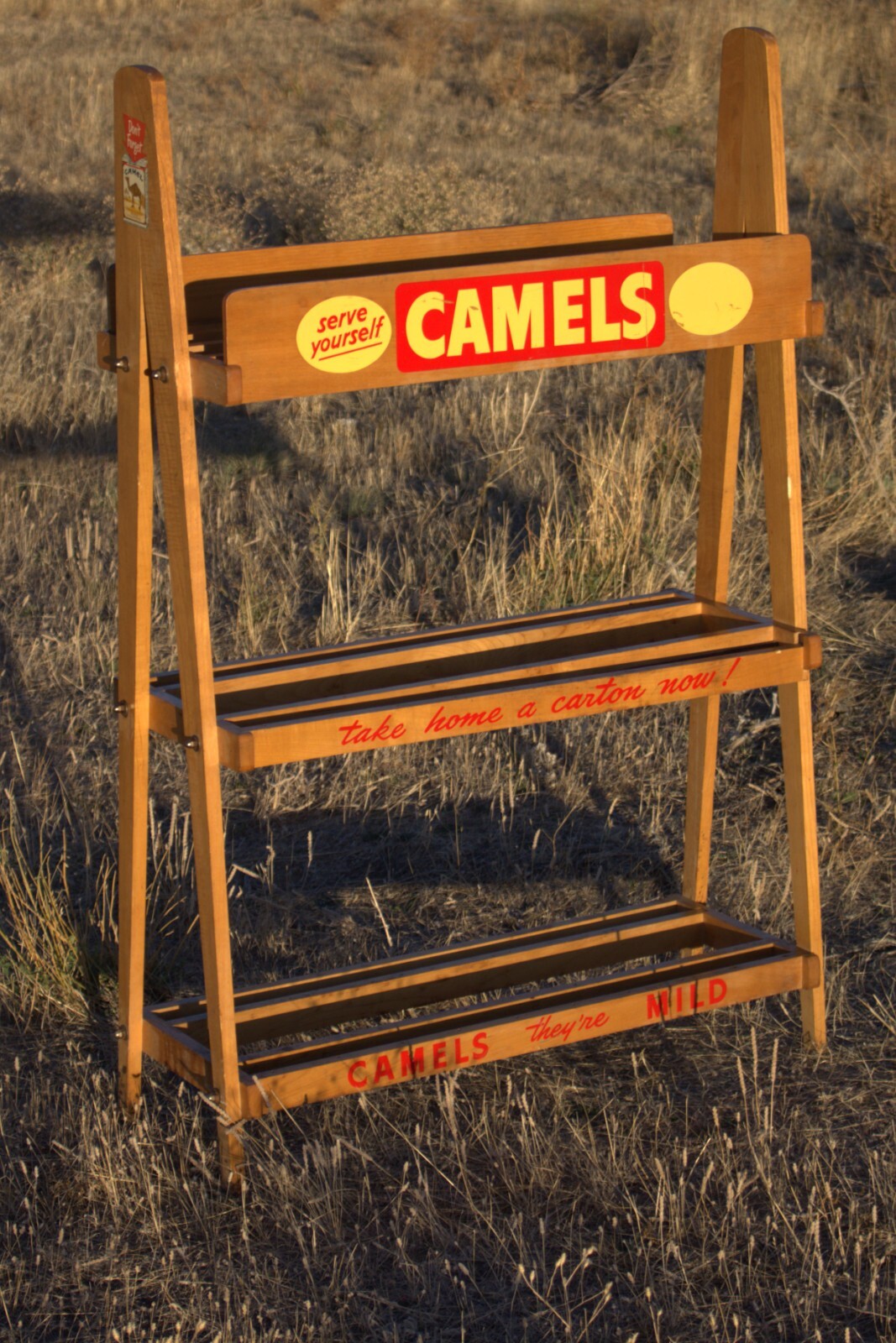 Rare Vintage Camel Cigarette Wooden Display Shelf Memorabilia Tobacianna
