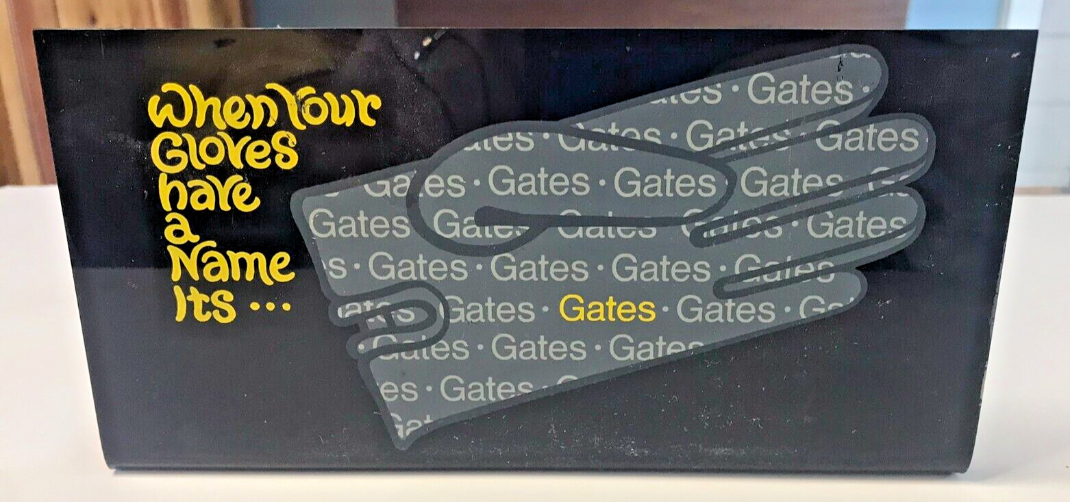 Gates Gloves Advertising Sign VTG Plastic Department Store Counter Display