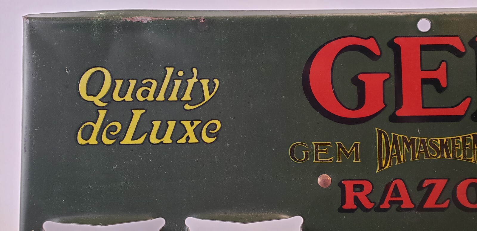 RARE Antique GEM Damaskeene Razor Blade Tin Advertising Store Sign Barber Shop