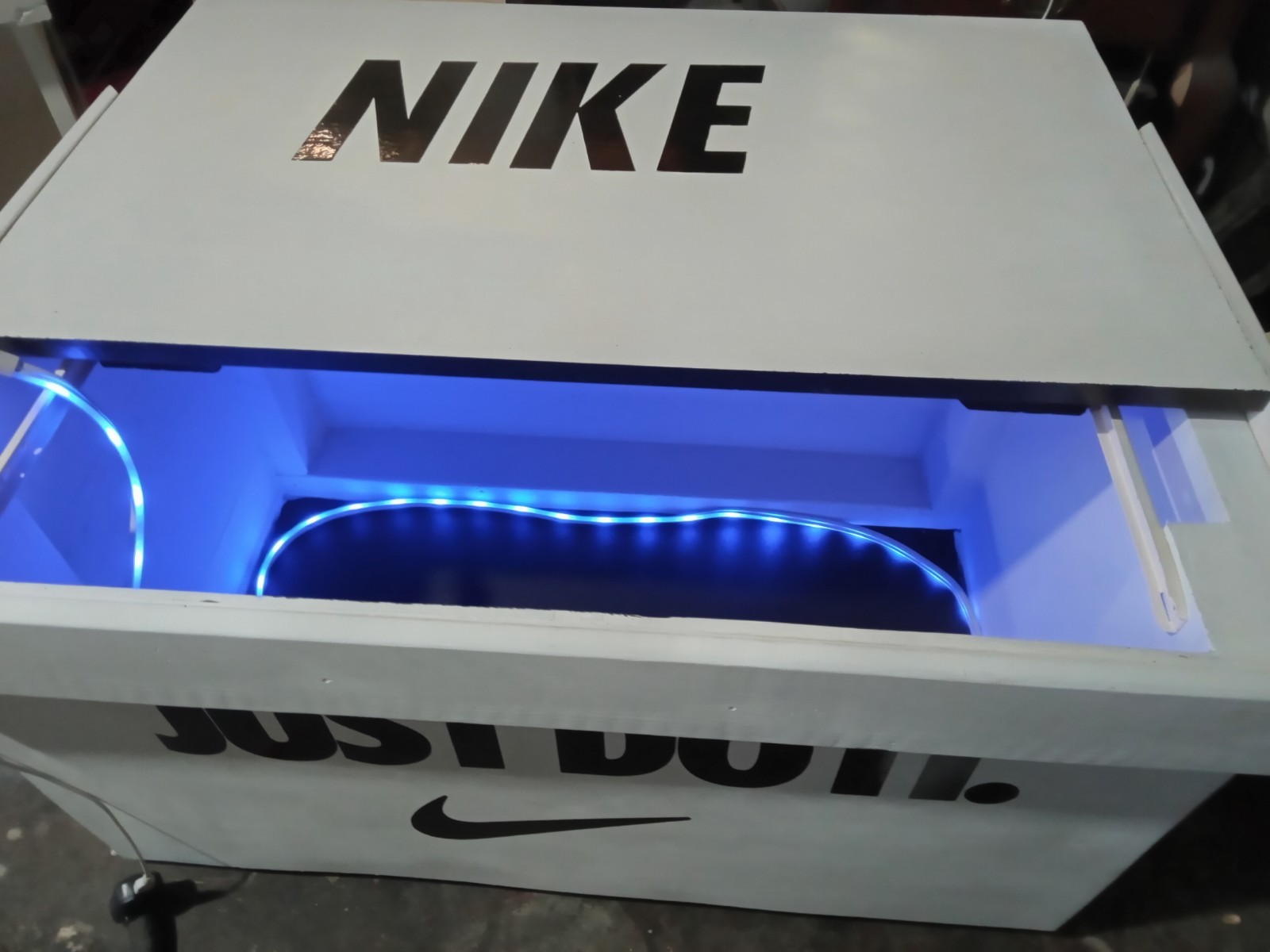 giant shoebox shoe storage. shoe racks, coffee tables, locker cabinets