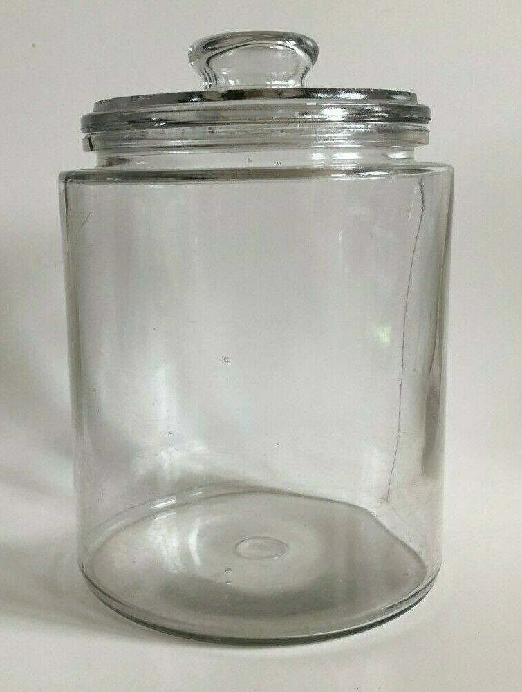 Vintage Country Store Candy Cracker Counter Display Jar & Lid Canister