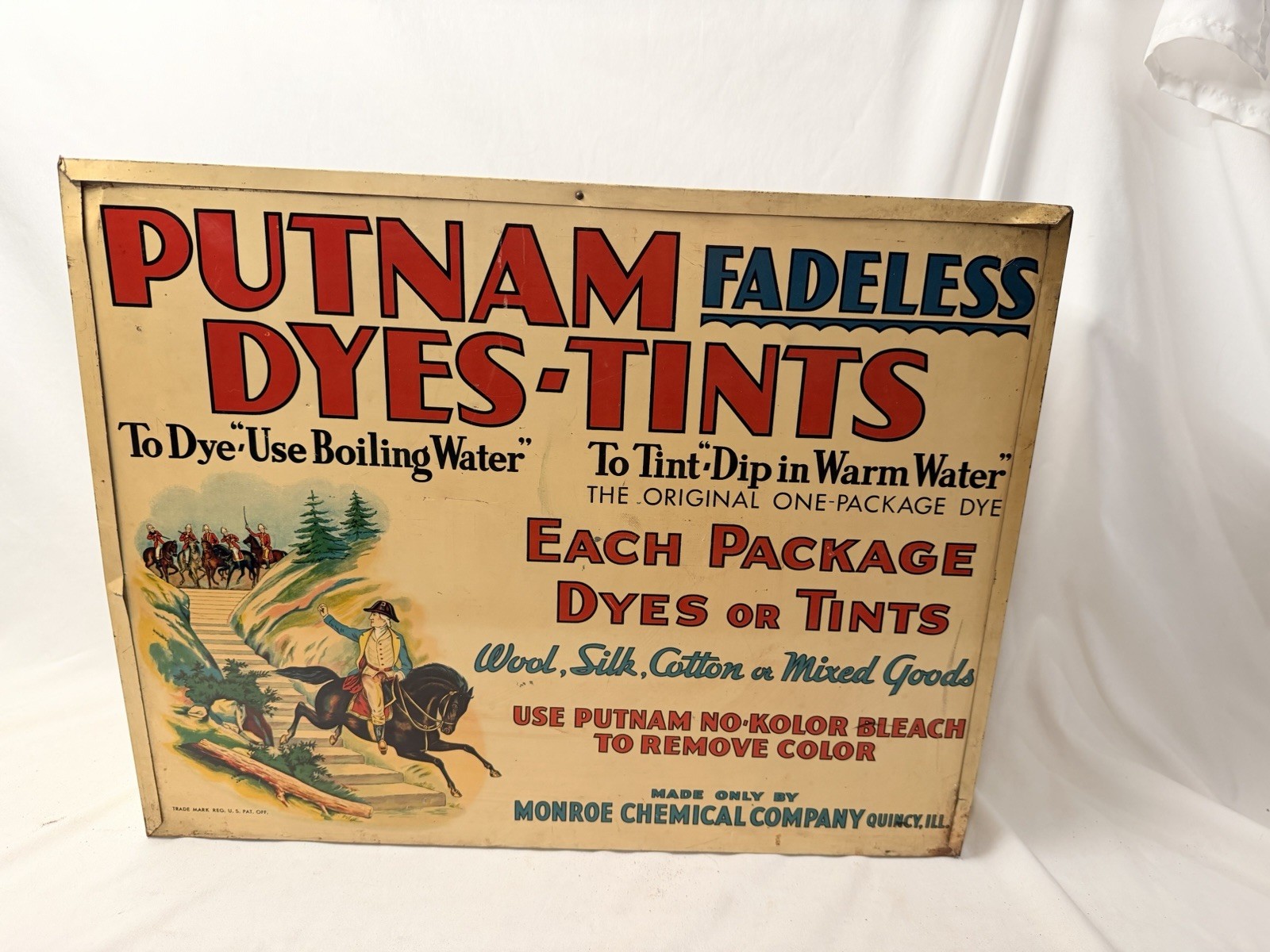 1920’s Antique Putnam Fadeless Dyes Wood Cabinet Monroe Drug Company Cabinet